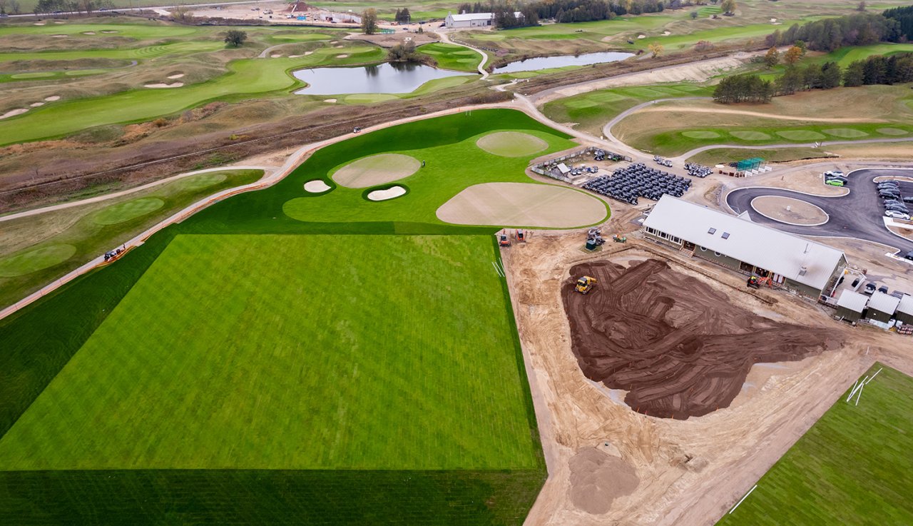 Golf construction bird view.