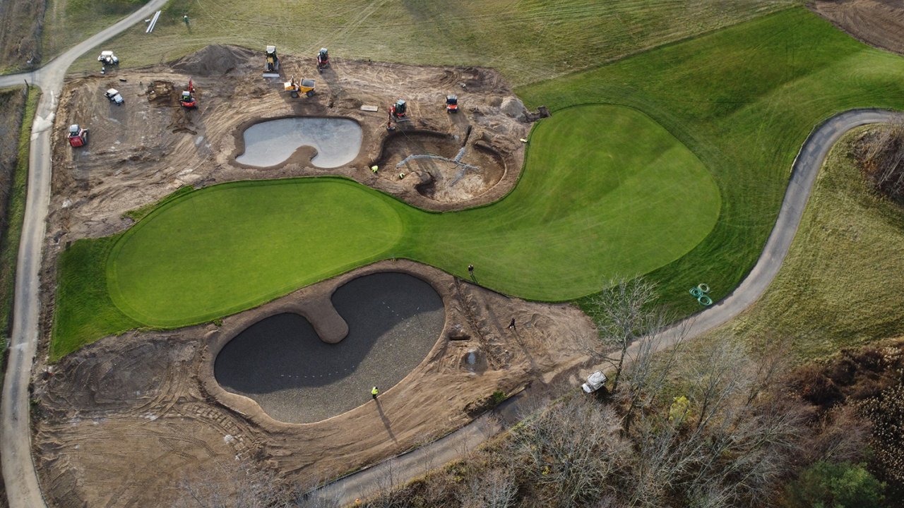 Golf construction bird view.