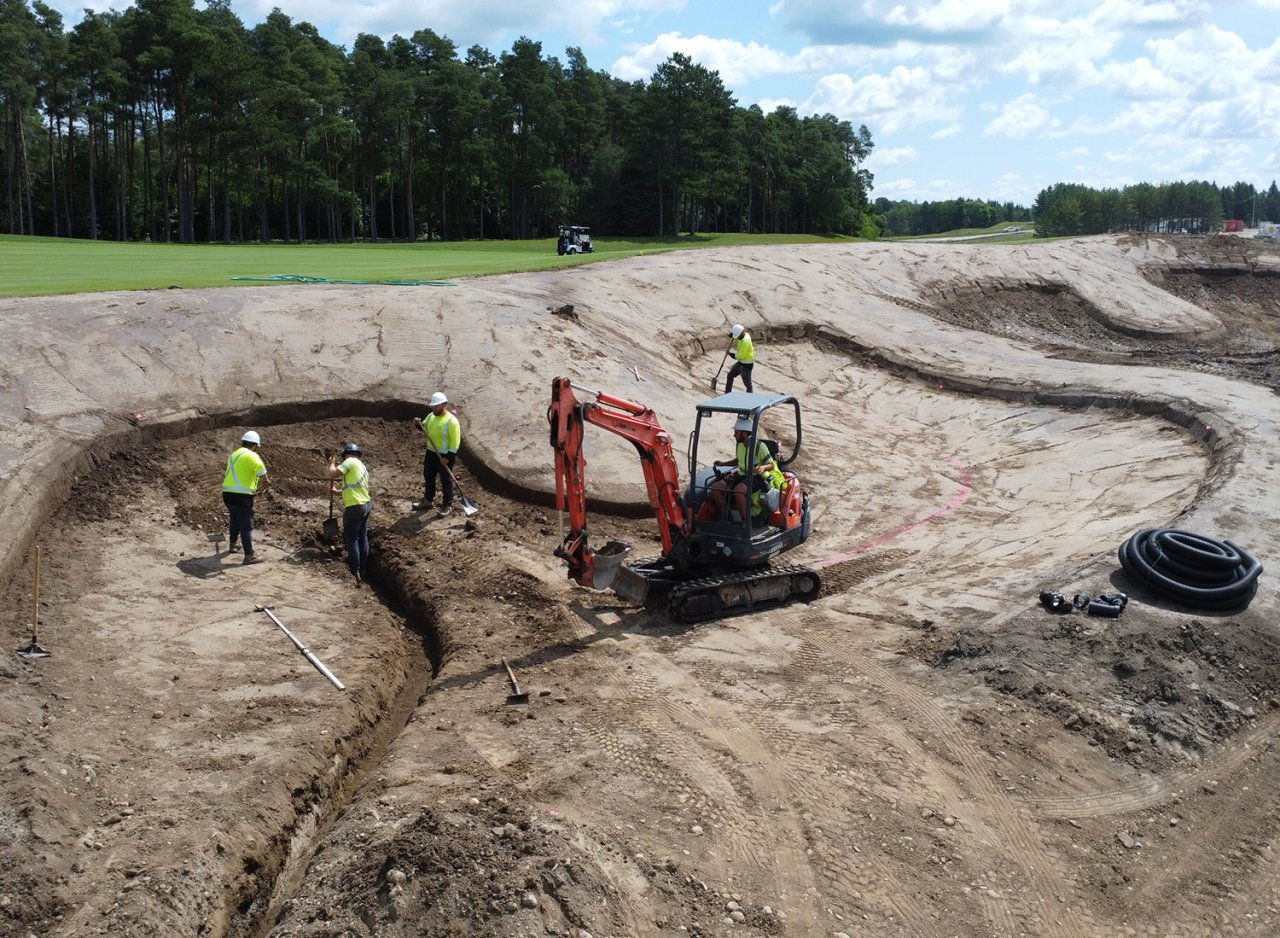 Golf construction bird view.