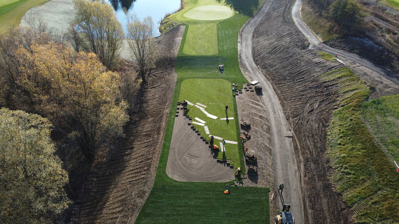 Installing grass/sod.